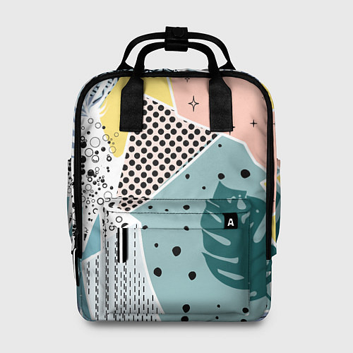 Женский рюкзак Абстрактный узор с пальмовыми листами и геометрией / 3D-принт – фото 1