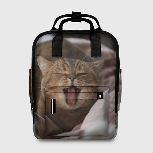 Женский рюкзак Зевающий кот на кровати / 3D-принт – фото 1