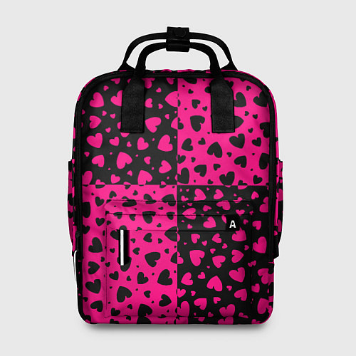 Женский рюкзак Черно-Розовые сердца / 3D-принт – фото 1