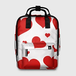 Рюкзак женский Красные сердечки Heart, цвет: 3D-принт