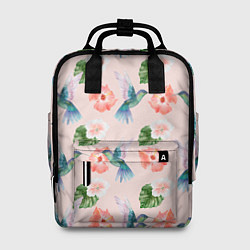 Рюкзак женский Колибри и нежные цветы, цвет: 3D-принт