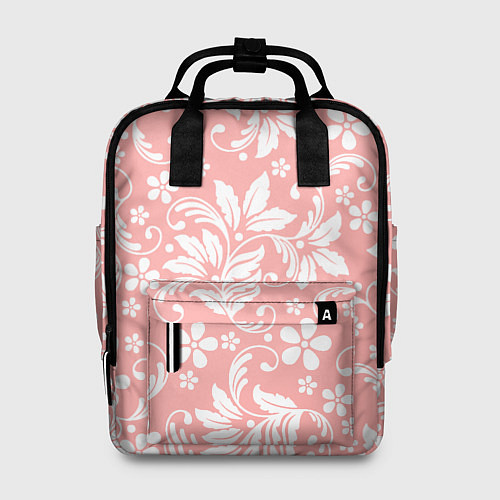 Женский рюкзак Белый цветочный узор / 3D-принт – фото 1