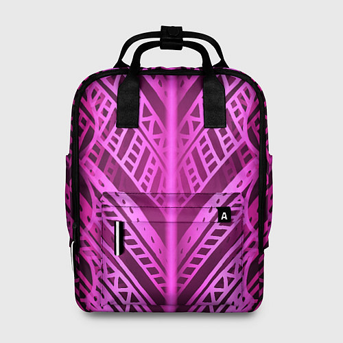 Женский рюкзак Неоновая абстракция Розовый светящийся узор на тем / 3D-принт – фото 1