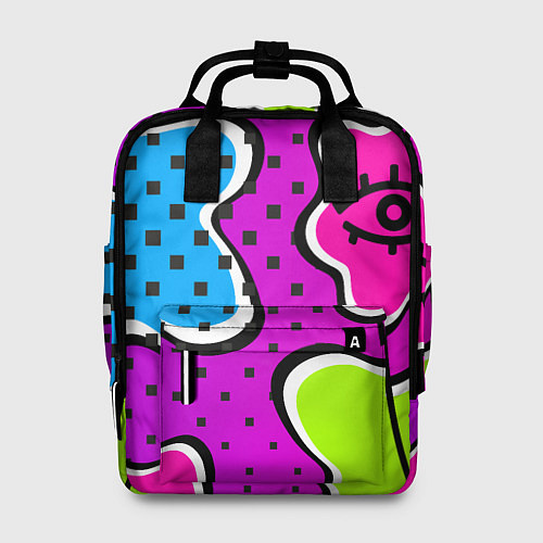 Женский рюкзак Яркий абстрактный узор в стиле 90х, неоновые цвета / 3D-принт – фото 1
