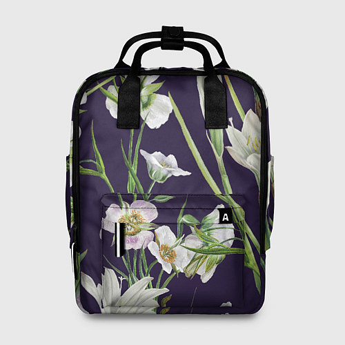 Женский рюкзак Цветы Белые / 3D-принт – фото 1