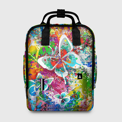 Женский рюкзак Яркое безумие Бабочки, кляксы, граффити / 3D-принт – фото 1