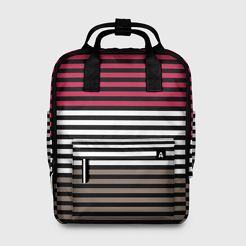 Женский рюкзак Красно-коричневый полосатый узор / 3D-принт – фото 1