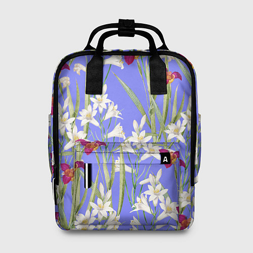 Женский рюкзак Цветы Белые Лилии и Красные Тигридии / 3D-принт – фото 1