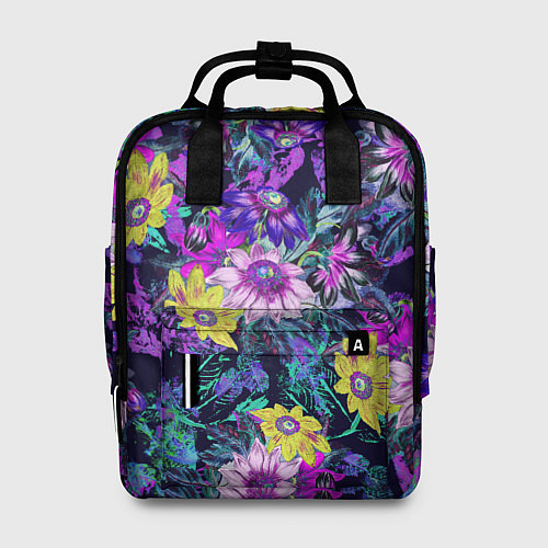 Женский рюкзак Цветы Жёлто-Фиолетовые / 3D-принт – фото 1