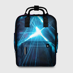 Рюкзак женский Неоновые лазеры во тьме - Голубой, цвет: 3D-принт