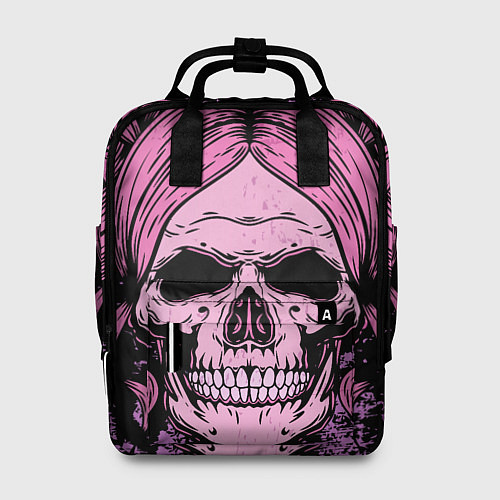 Женский рюкзак Женский череп с розовыми волосами / 3D-принт – фото 1