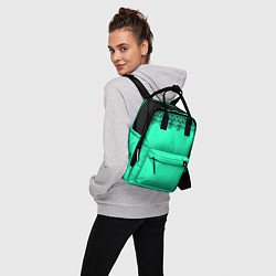 Рюкзак женский Черные кружева на ярком неоновом зеленом фоне lace, цвет: 3D-принт — фото 2