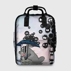 Рюкзак женский Тоторо бегущий от чернушек, цвет: 3D-принт