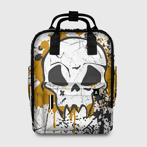 Женский рюкзак Череп на стене и краски - Жёлтый / 3D-принт – фото 1