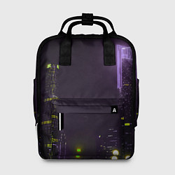 Рюкзак женский Неоновые высотки в городе - Фиолетовый, цвет: 3D-принт
