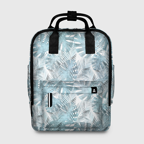 Женский рюкзак Голубые листья пальмы на белом / 3D-принт – фото 1