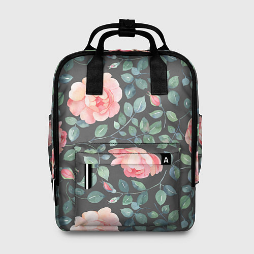 Женский рюкзак Розовые розы на сером фоне Цветы / 3D-принт – фото 1