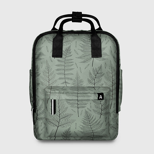 Женский рюкзак Листья папоротника на зеленом фоне Минимализм / 3D-принт – фото 1
