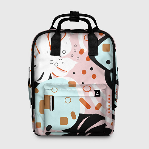 Женский рюкзак Абстрактные фигуры с пальмовыми листами на розовом / 3D-принт – фото 1