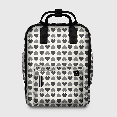 Женский рюкзак Черные и серые сердечки / 3D-принт – фото 1