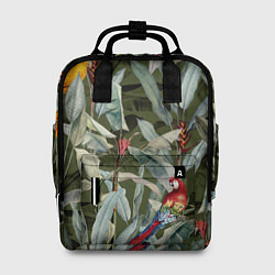 Рюкзак женский Попугаи и Цветы Зелёные Джунгли, цвет: 3D-принт
