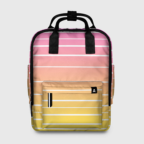 Женский рюкзак Белые полосы на розовом и желтом градиенте / 3D-принт – фото 1