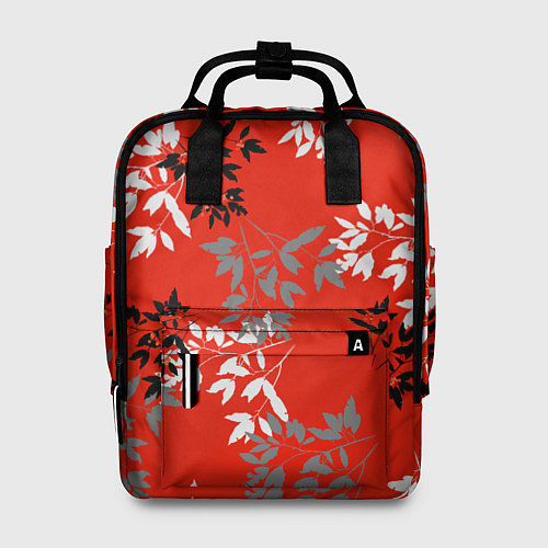 Женский рюкзак Черные и серые ветки на красном фоне в японском ст / 3D-принт – фото 1