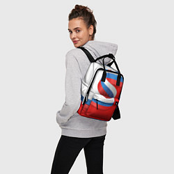 Рюкзак женский Лента триколор на красно-белом фоне, цвет: 3D-принт — фото 2