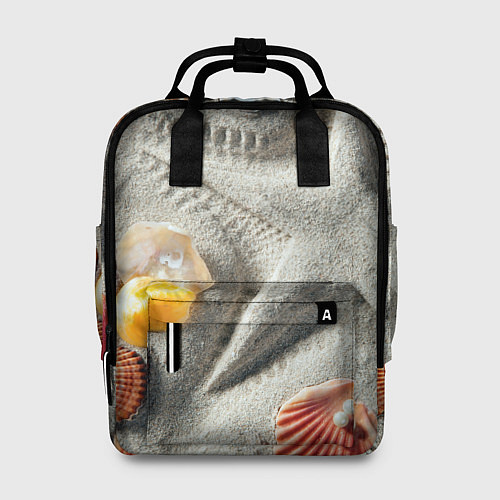 Женский рюкзак Звезда из песка, ракушки и две жемчужины / 3D-принт – фото 1