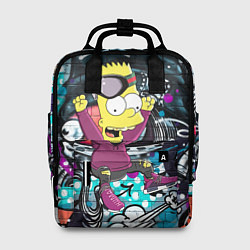Рюкзак женский Спортивный Барт Симпсон на фоне граффити, цвет: 3D-принт