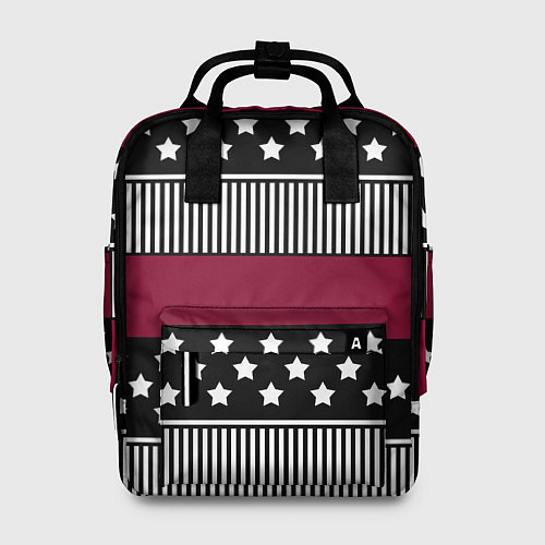 Женский рюкзак Burgundy black striped pattern / 3D-принт – фото 1