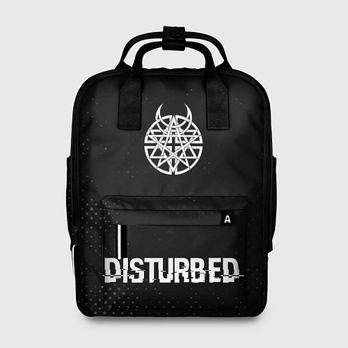 Женский рюкзак Disturbed glitch на темном фоне: символ сверху над / 3D-принт – фото 1