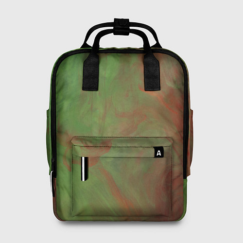 Женский рюкзак Зелёные и красные волны красок / 3D-принт – фото 1