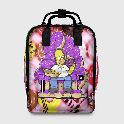 Женский рюкзак Гомер Симпсон в окружении пончиков / 3D-принт – фото 1