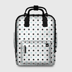 Рюкзак женский Бирюзовые, черные звезды на белом, цвет: 3D-принт