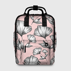 Рюкзак женский Графичные цветы на пудровом фоне, цвет: 3D-принт