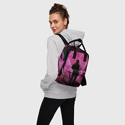 Рюкзак женский Неоновые розовые волны и силуэт человека, цвет: 3D-принт — фото 2