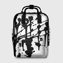Женский рюкзак Чёрные кляксы на белом фоне - минимализм