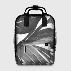 Рюкзак женский Чёрно-белый тропический вайб, цвет: 3D-принт
