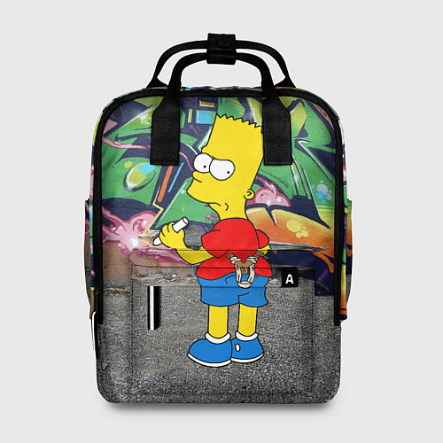 Женский рюкзак Хулиган Барт Симпсон на фоне стены с граффити / 3D-принт – фото 1
