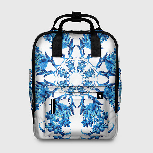 Женский рюкзак Гжель синий цветок / 3D-принт – фото 1