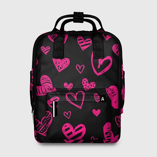 Женский рюкзак Розовые сердца / 3D-принт – фото 1