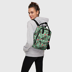 Рюкзак женский Красно-зеленый цветочный узор ретро, цвет: 3D-принт — фото 2