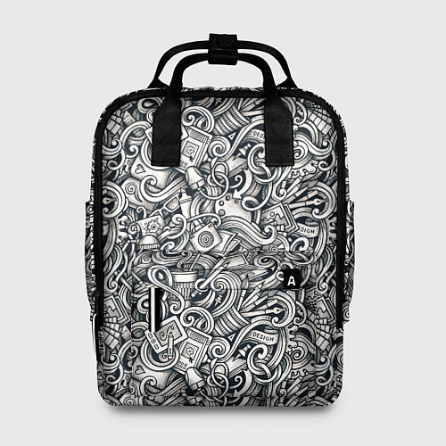 Женский рюкзак Ноутбук, карандаши и узоры / 3D-принт – фото 1