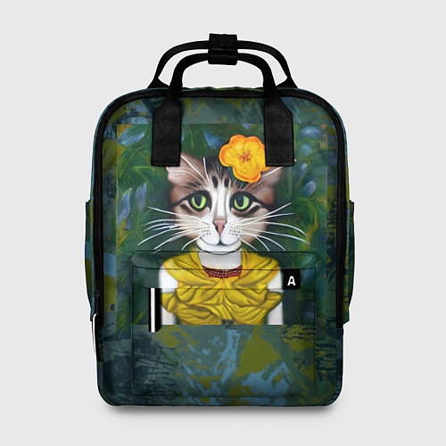 Женский рюкзак Грустная кошка Фриды Кало из нейросети / 3D-принт – фото 1