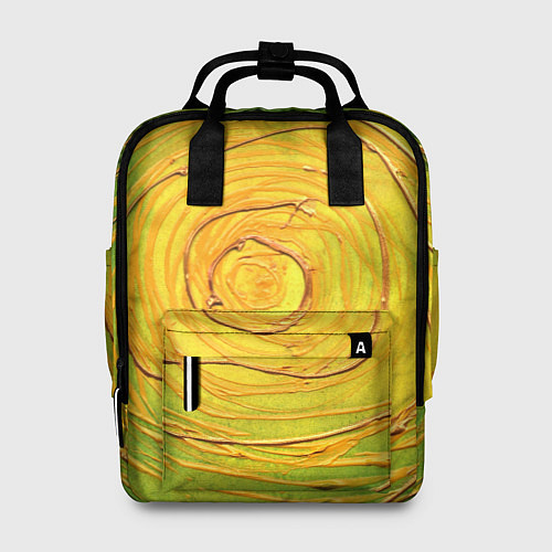 Женский рюкзак Желто-зеленая текстурная абстракция акрилом / 3D-принт – фото 1