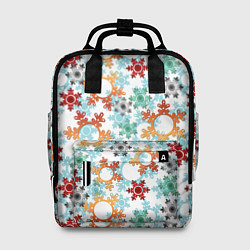 Рюкзак женский Новогодний декор бумажные разноцветные снежинки, цвет: 3D-принт