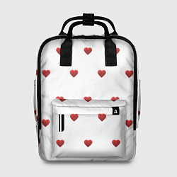 Рюкзак женский Белая поляна с красными сердечками, цвет: 3D-принт