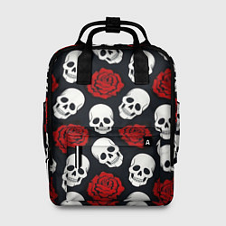 Рюкзак женский Весёлые черепки и розы, цвет: 3D-принт