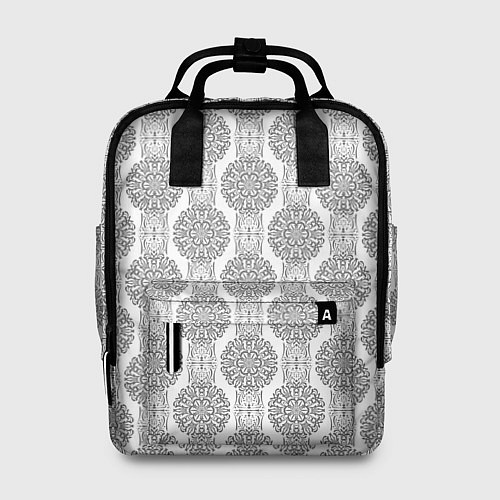 Женский рюкзак Бело -серый дамасский восточный узор / 3D-принт – фото 1